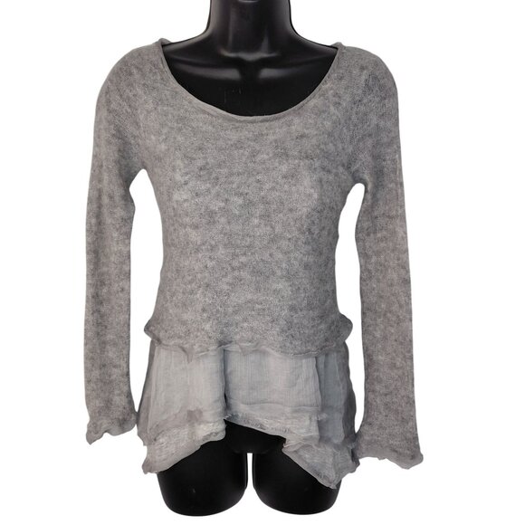 Anthropologie Long Sleeve Gray Wool Alpaca Nylon Blend Tunic Sweater L - Picture 1 of 11